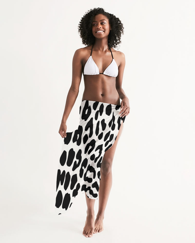 Uniquely You Swim Cover Up Wrap - Black/White Leopard Print Swimwear