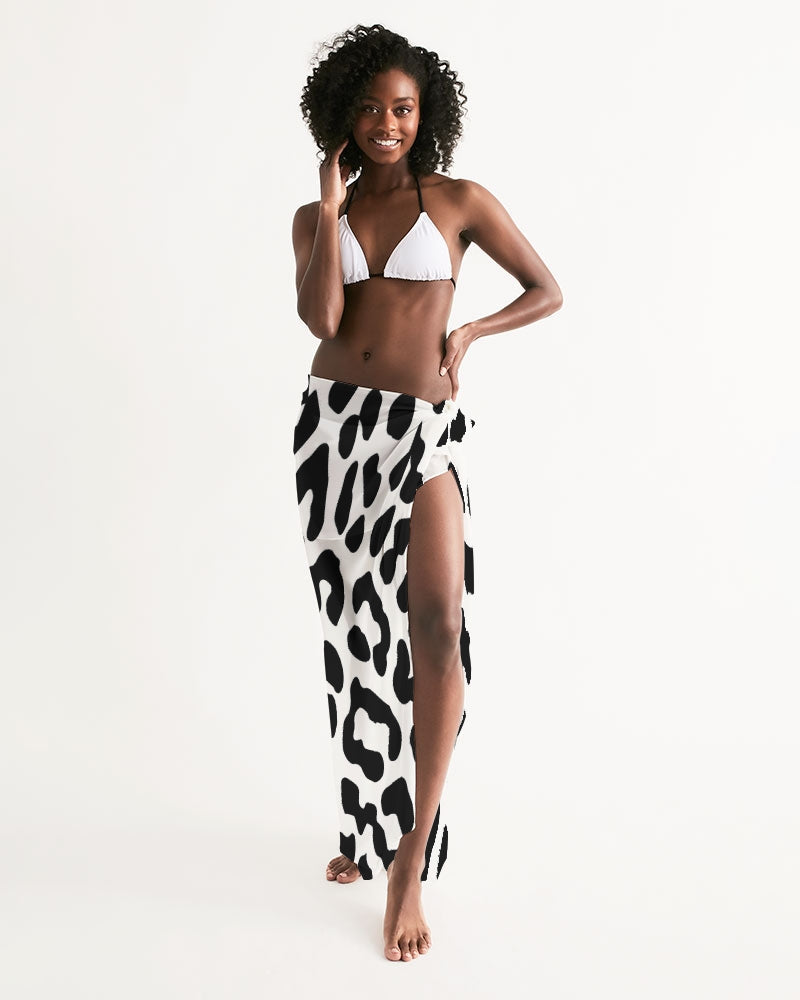 Uniquely You Swim Cover Up Wrap - Black/White Leopard Print Swimwear