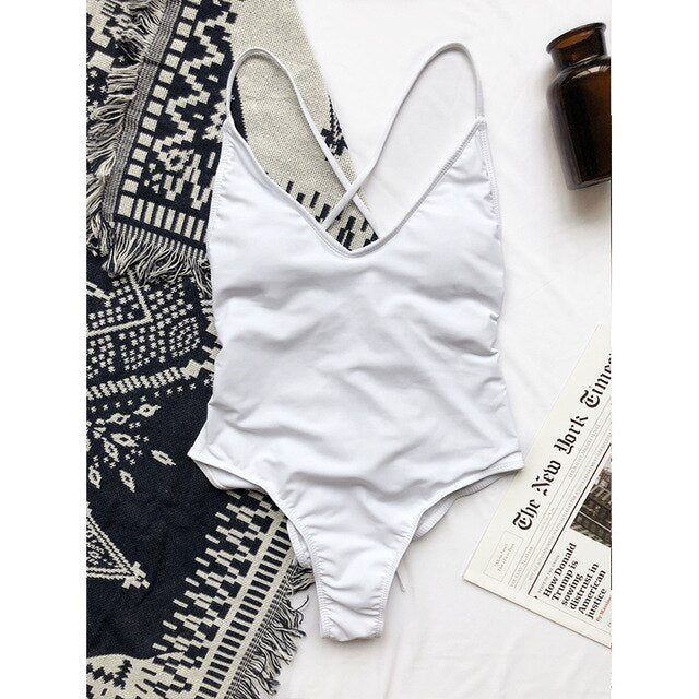 13 Colors V neck swimsuit female High cut lace up bodysuit one-piece suit Retro women&#39;s one piece swimsuit solid 2022 monokini