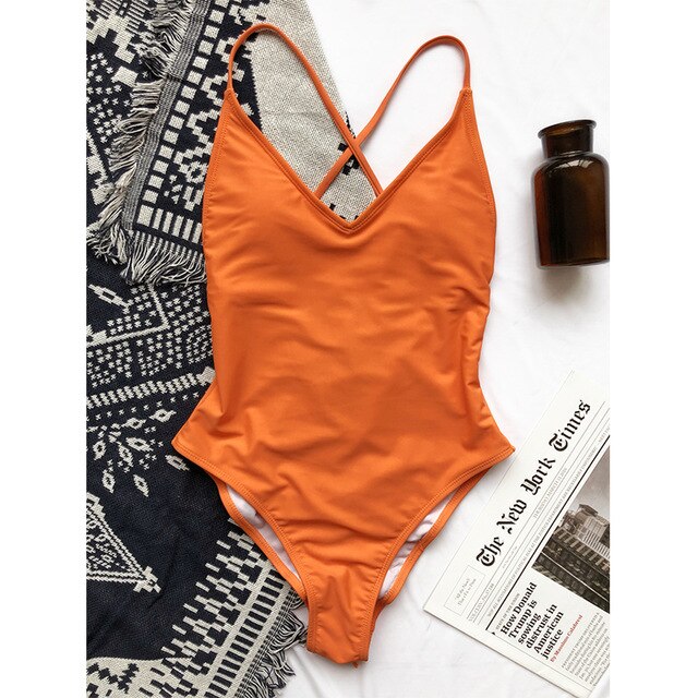 13 Colors V neck swimsuit female High cut lace up bodysuit one-piece suit Retro women&#39;s one piece swimsuit solid 2022 monokini